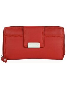 Červená kožená peněženka z měkké příjemné kůže se zapínáním na zip FLW