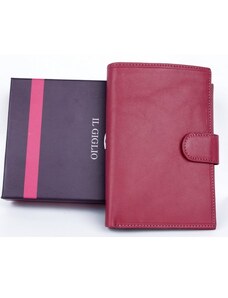Velká růžová peněženka z měkké kvalitní kůže s vyjímatelným pouzdrem na cestovní pas FLW