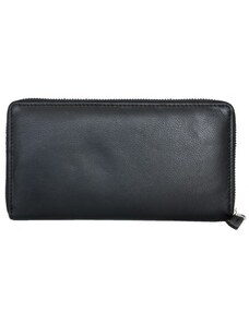 Černá peněženka celá na zip z měkké kůže FLW