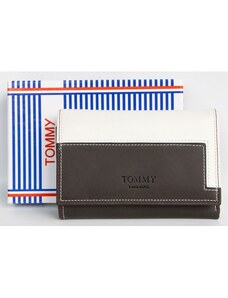 Bílo-hnědá kožená peněženka Tommy Barbados FLW