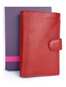 Velká červená peněženka z měkké kůže s vyjímatelným pouzdrem na cestovní pas FLW