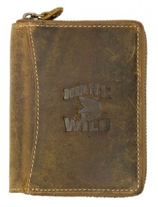 Kožená peněženka Born to be wild se žralokem dokola na kovový zip FLW
