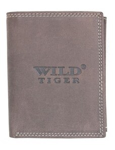 Kožená šedohnědá peněženka Wild Tiger z pevné hovězí kůže Zbroja