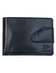 Větší černá pánská kožená pánská peněženka se sponou FLW