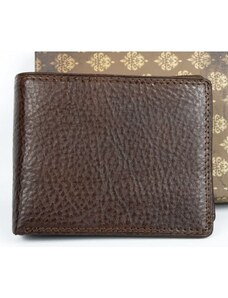 Hnědá kožená peněženka z pevné kůže bez nápisů a značek FLW