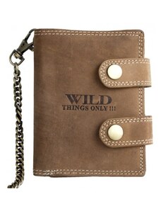 Kožená peněženka Wild s 50 cm dlouhým kovovým řetězem a karabinkou HMT
