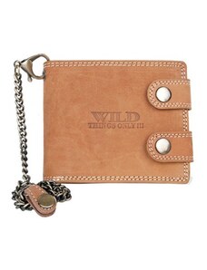 Celá kožená peněženka Wild s 50 cm dlouhým řetězem a karabinou HMT