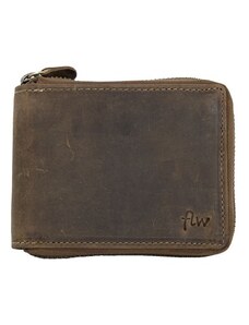 Kožená peněženka z přírodní kůže celá na kovový zip FLW