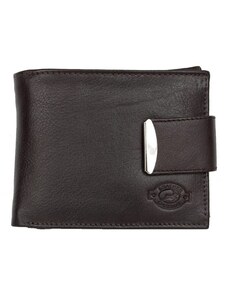 Tmavě hnědá kožená peněženka Gazello z příjemné měkké kůže s okovanou upínkou FLW