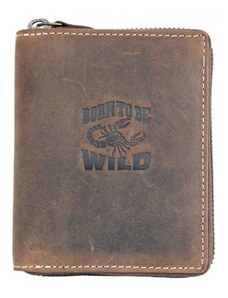 Kožená peněženka Born to be wild se škorpionem dokola na kovový zip FLW