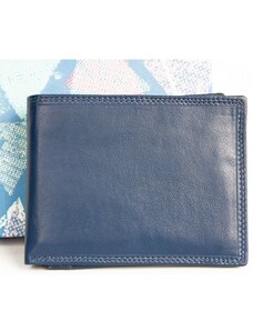 Kvalitní modrá peněženka z měkké kůže bez značek a nápisů FLW