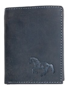 Kožená šedá peněženka s koněm z pevné hovězí kůže FLW