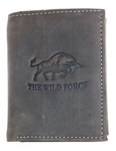 Kožená šedohnědá peněženka The wild force s býkem z pevné hovězí kůže FLW