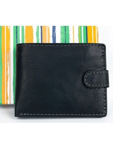 Malá kožená kapesní černá peněženka se sponou FLW