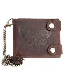 Kožená peněženka s orlem, s 45 cm dlouhým řetězem a karabinou FLW