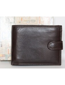 Kvalitní hnědá kožená peněženka z měkké kůže s upínkou FLW
