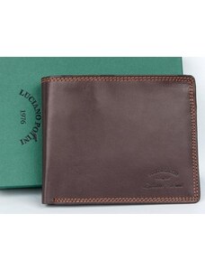 Kožená peněženka hnědá luxusní z kvalitní hladké lesklé kůže FLW