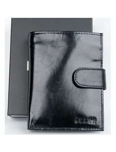 Pánská kožená peněženka lesklá černá s vyjímatelnou dokladovkou a s ochranou dat FLW
