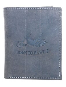 Šedá kožená peněženka Born to be wild s motorkou FLW