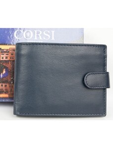 Šedomodrá peněženka Corsi z příjemné kůže bez značek a nápisů FLW