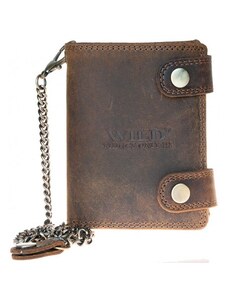 Kožená peněženka Wild s 45 cm dlouhým kovovým řetězem a karabinkou HMT