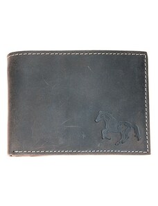 Kožená šedá peněženka z pevné hovězí kůže s koněm FLW