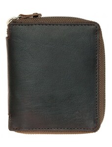 Pánská malá kapesní kožená olejovaná peněženka na kovový zip FLW