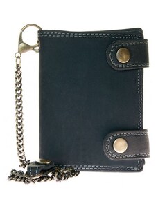 Kožená peněženka s 45 cm dlouhým kovovým řetězem a poutkem na patentek FLW