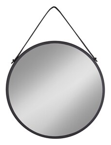 Nordic Living Černé závěsné kulaté zrcadlo Chantal 38 cm
