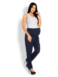 MladaModa Volné těhotenské kalhoty model 1276 barva námořnická modrá