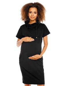 MladaModa Těhotenské šaty ve stylu mikiny s prostorem na kojení model 1581 černé