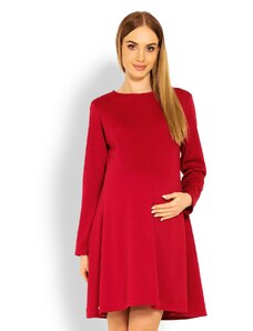 MladaModa Klasické volné těhotenské šaty s áčkovým střihem červené