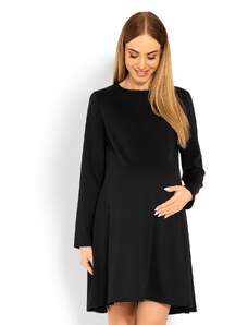 MladaModa Klasické volné těhotenské šaty s áčkovým střihem černé