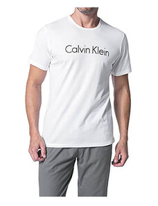 Calvin Klein pánské bílé tričko na spaní S/S CREW NECK