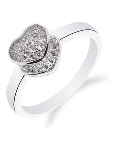 Rhodiovaný stříbrný prsten se srdíčkem - Meucci SM38R