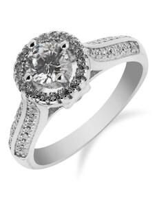 Stylový stříbrný prsten se zirkony - Meucci SR049