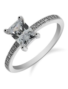 Stříbrný prsten s obdélníkovým zirkonem - Meucci SR050