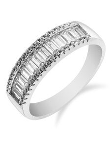 Luxusní stříbrný prsten se třemi řadami zirkonů - Meucci SR051