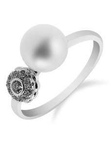 Jemný stříbrný prsten s drobnou perlou - Meucci SP39R