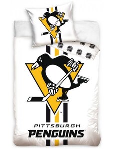 TipTrade (CZ) Hokejové ložní povlečení NHL Pittsburgh Penguins - bílé - 100% bavlna, perkál - 70 x 90 cm + 140 x 200 cm