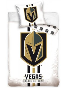 TipTrade (CZ) Hokejové ložní povlečení NHL Vegas Golden Knights - bílé - 100% bavlna, perkál - 70 x 90 cm + 140 x 200 cm