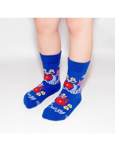 Crazystep DĚTSKÉ Ponožky modré folk kytičky