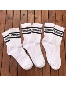 No!Madame Ponožky Basic Socks White 3-pack