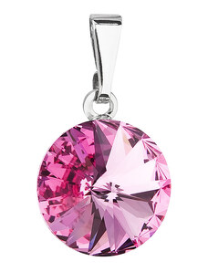 Evolution Group s.r.o. Evolution Group CZ Přívěsek bižuterie se Swarovski krystaly růžový kulatý 54001.3 rose