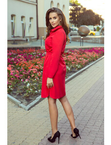 numoco CAMILLE - Červené dámské košilové šaty se zavazováním 284-1