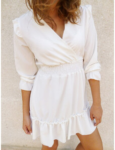 Made in Italy Elegantní šaty s kanýrky bílé