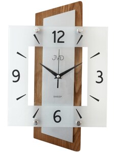 Nástěnné moderní skleněné dřevěné netikající tiché hodiny JVD NS17012/11