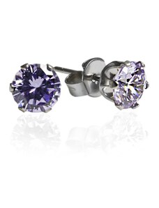 BM Jewellery Náušnice s fialovými zirkony ⌀ 0,6 cm S934035