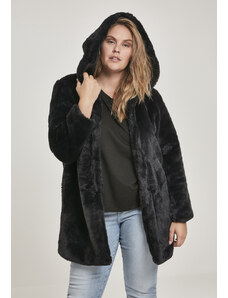 UC Ladies Dámský Teddy Coat s kapucí černý