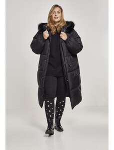 UC Ladies Dámský oversize kabát z umělé kožešiny blk/blk